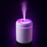 Mini humidificador difusor de aceites esenciales, color blanco, con luz LED de colores